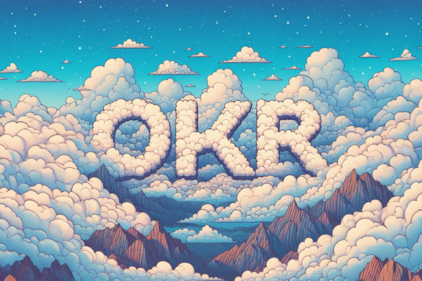 OKR written in clouds.